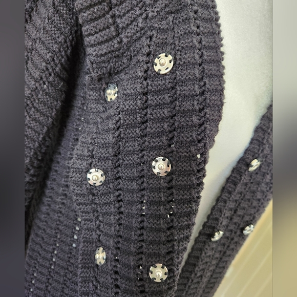 Apt. 9 Black Crochet Double-Breasted Sweater Coat - Picture 7 of 10